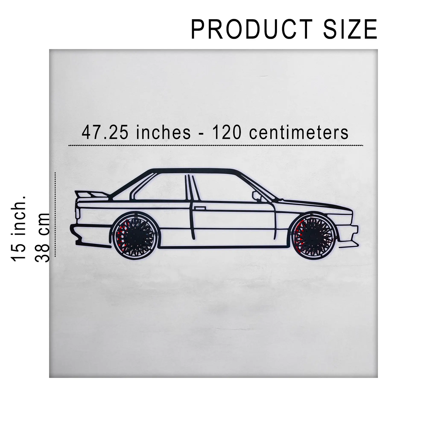 BMW E30 M3 wall art silhouette in steel Enova Art metal car wall sculpture on Tampa Home & Garden Store