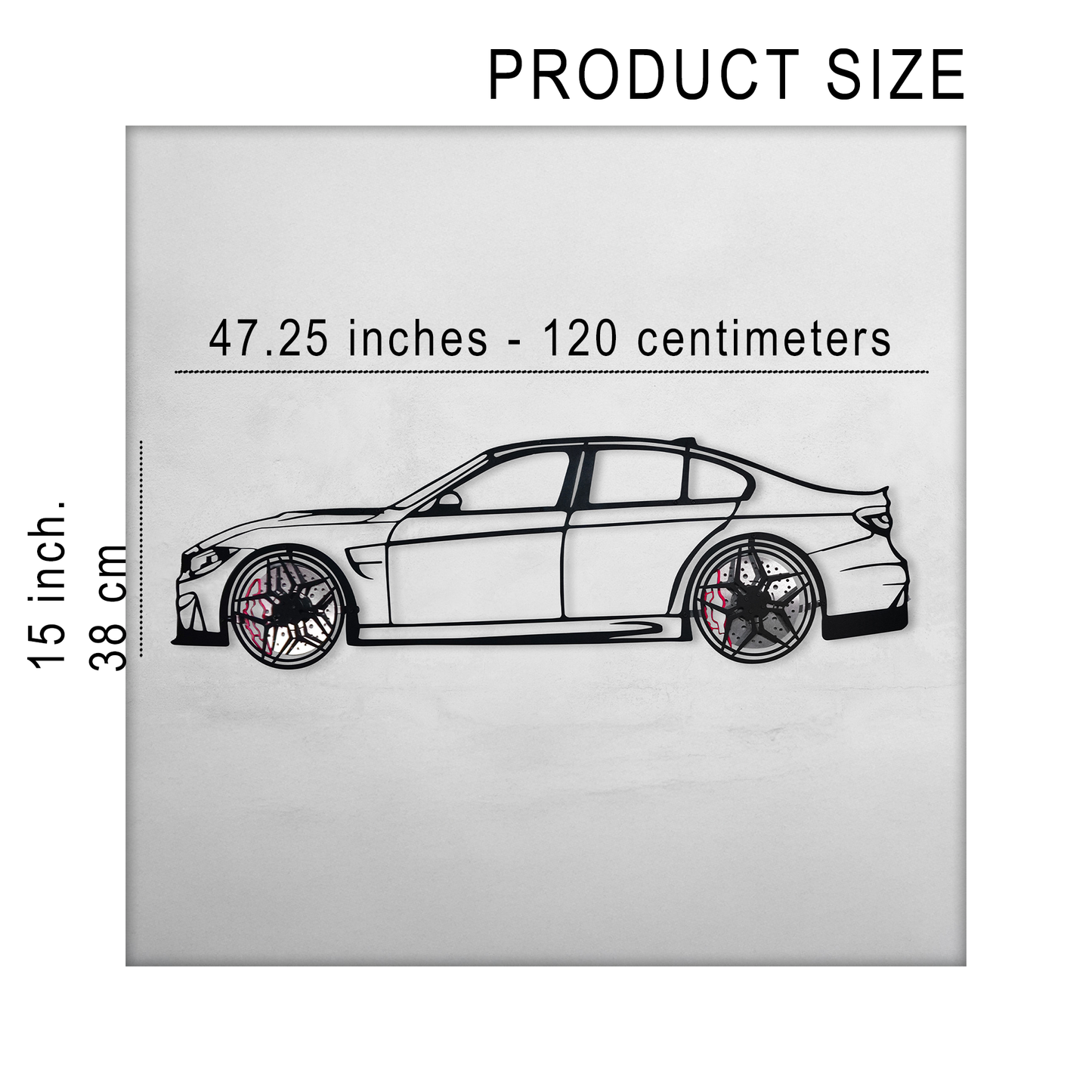 BMW M3 Wall Art – F80 Steel Silhouette with Spinning Wheels-KAFMEKA017 - Tampa Home & Garden Store