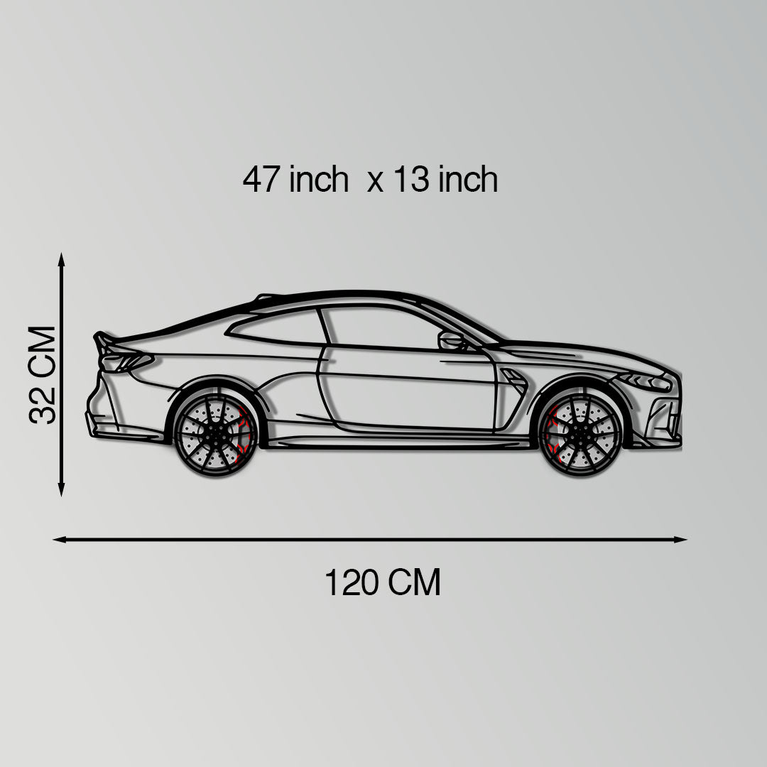 BMW M4 CSL Metal Car Wall Art with Rotating Wheels - Limited Edition G82 Silhouette - Interactive Automotive Wall Art - KAFMEKA108 - Tampa Home & Garden Store