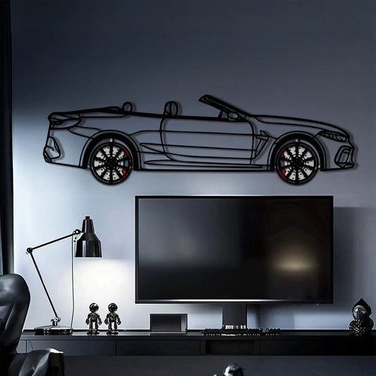 BMW M8 Competition Metal Car Wall Art with Rotating Wheels - M Power Luxury Silhouette - Interactive Automotive Wall Art - KAFMEKA109 - Tampa Home & Garden Store