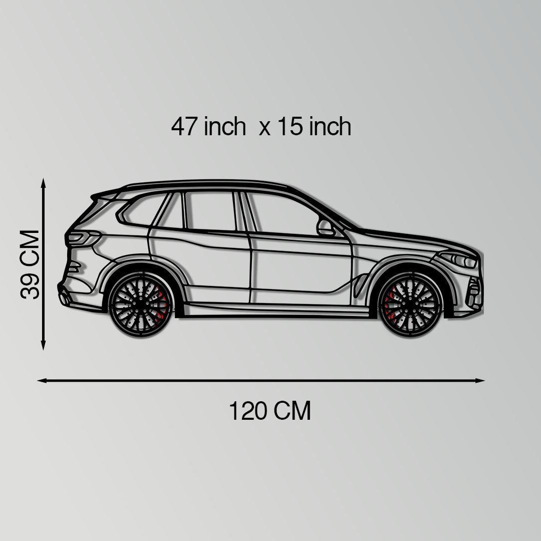 BMW X5 Metal Car Wall Art with Rotating Wheels - Modern SAV Silhouette Decor - Interactive Automotive Wall Art - KAFMEKA111 - Tampa Home & Garden Store