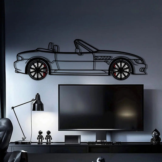 BMW Z3 Metal Car Wall Art with Rotating Wheels - Classic Roadster Silhouette Decor - Interactive Automotive Wall Art - KAFMEKA112 - Tampa Home & Garden Store