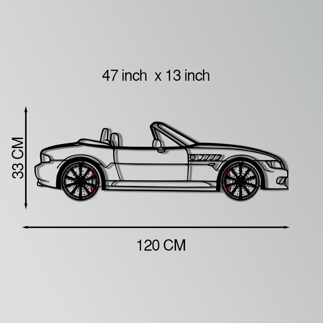 BMW Z3 Metal Car Wall Art with Rotating Wheels - Classic Roadster Silhouette Decor - Interactive Automotive Wall Art - KAFMEKA112 - Tampa Home & Garden Store