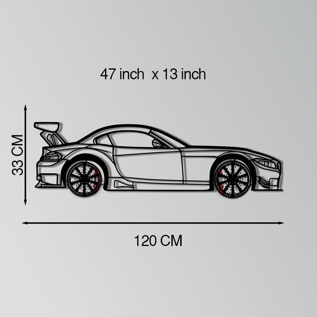 BMW Z4 E89 Metal Car Wall Art with Rotating Wheels - Modern Roadster Silhouette Decor - Interactive Automotive Wall Art - KAFMEKA113 - Tampa Home & Garden Store