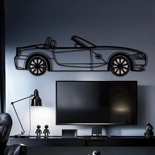 BMW Z4 M Roadster Metal Car Wall Art with Rotating Wheels - M Power Silhouette Decor - Interactive Automotive Wall Art - KAFMEKA114 - Tampa Home & Garden Store