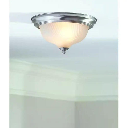 11 Inch Brushed Nickel Flush Mount Ceiling Light with frosted glass shade by HomePacific on Tampa Home & Garden Store