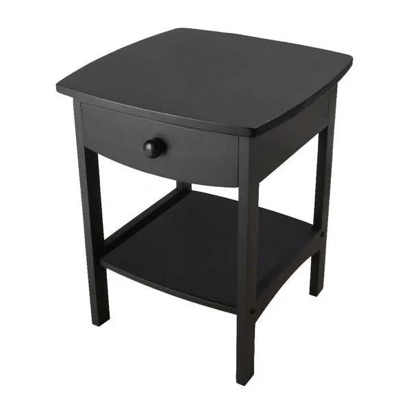 Black 1-Drawer Bedroom Nightstand Contemporary End Table - Tampa Home & Garden Store