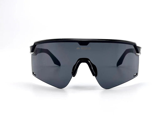 Bearclaw Performance Sunglasses with dark gray lenses, black frame, BOLD logo on lens on Tampa Home & Garden Store