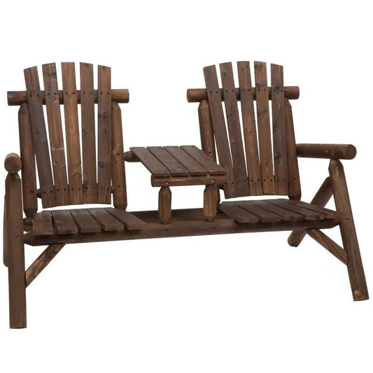 Adirondack Patio 2 Chair Lounger with Center Coffee Table Brown - Tampa Home & Garden Store