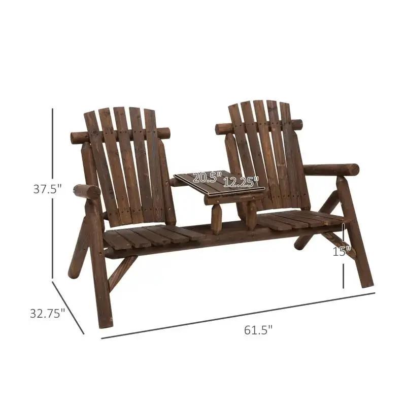 Adirondack Patio 2 Chair Lounger with Center Coffee Table Brown - Tampa Home & Garden Store