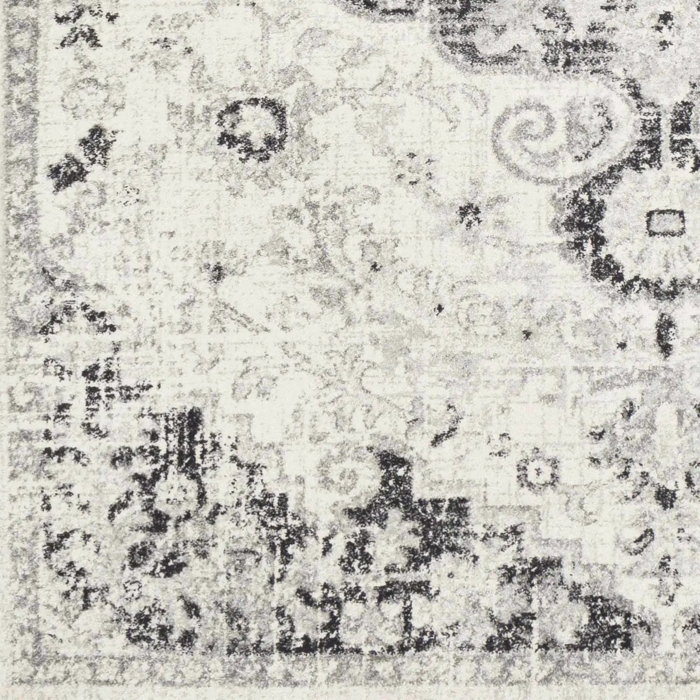 Bodrum Gray Area Rug with Medallion Pattern by Boutique Rugs, gray ivory distressed design on Tampa Home & Garden Store