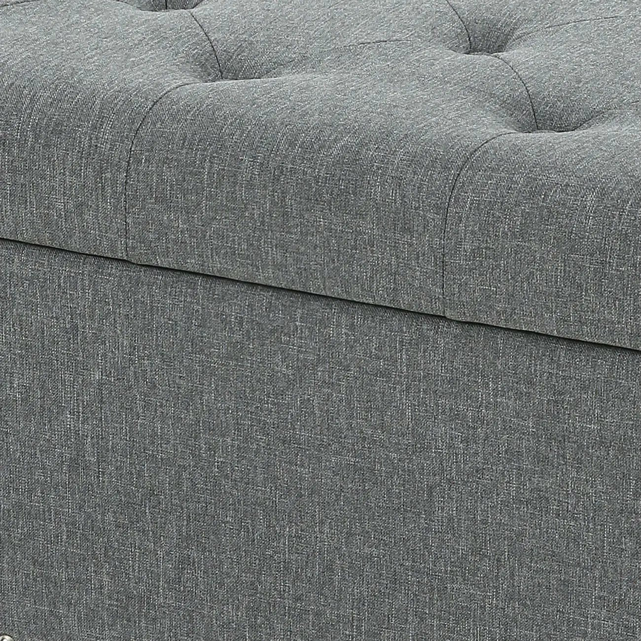 Grey linen 48-inch storage ottoman bench upholstered in textured fabric on Tampa Home & Garden Store
