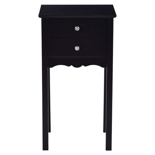Elegant 2-Drawer End Table Nightstand Side Table in Black Wood Finish - Tampa Home & Garden Store