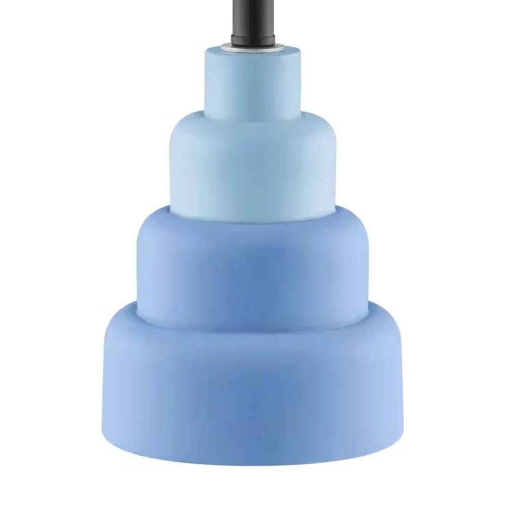 Small Blue Desk Light Table Lamp with White Fabric Shade for Bedside Nightstand - Tampa Home & Garden Store