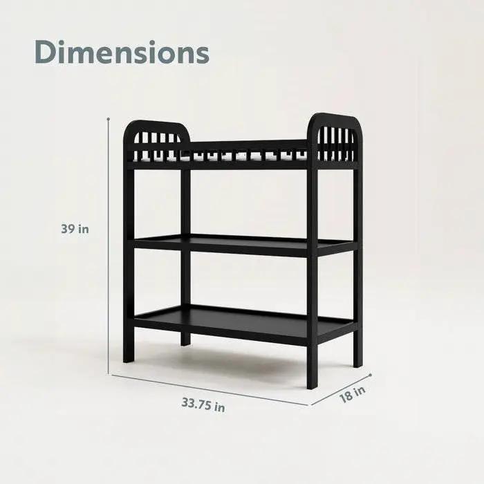 Changing table in black wood finish with safety rail by HomePacific for nursery storage on Tampa Home & Garden Store