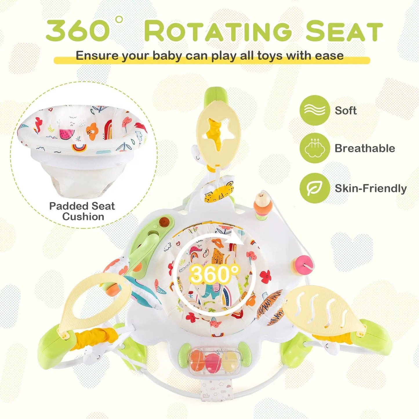 Height adjustable baby activity center with 360° rotating seat and cushion DirectDeals on Tampa Home & Garden Store