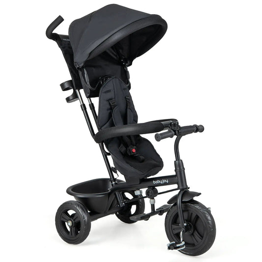 4-in-1 Baby Trike with canopy black Babyjoy frame and adjustable push handle on Tampa Home & Garden Store