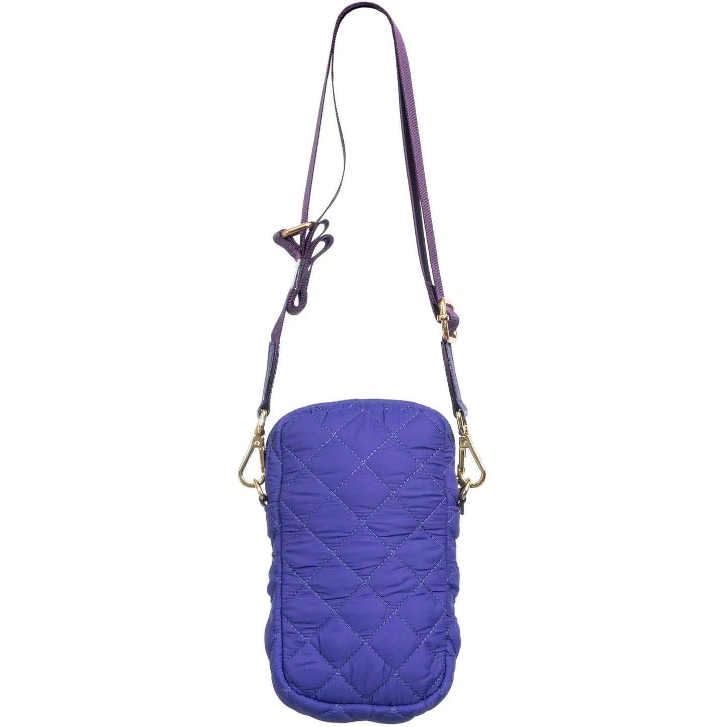 Alyssa nylon quilted phone case organizer crossbody bag purple with gold hardware by MiamiLeathers on Tampa Home & Garden Store