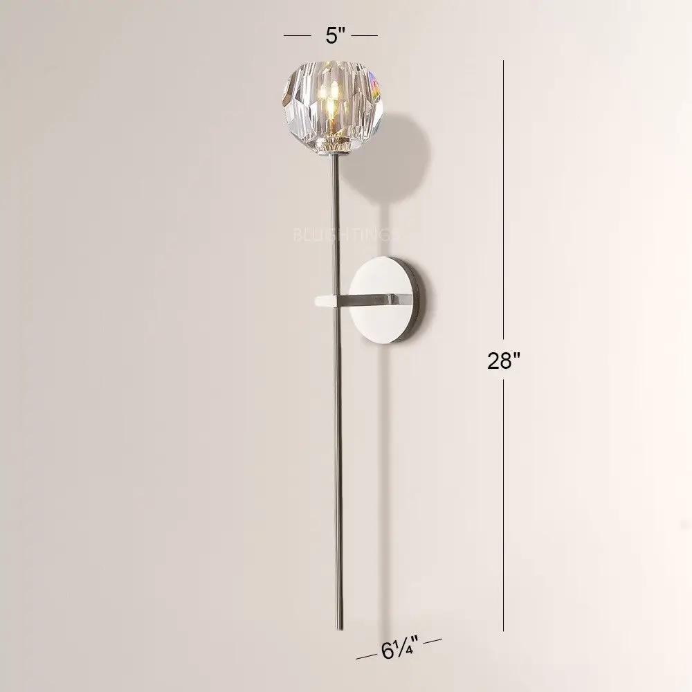 Crystal brass wall sconce with globe, 28in tall, vanity light on Tampa Home & Garden Store