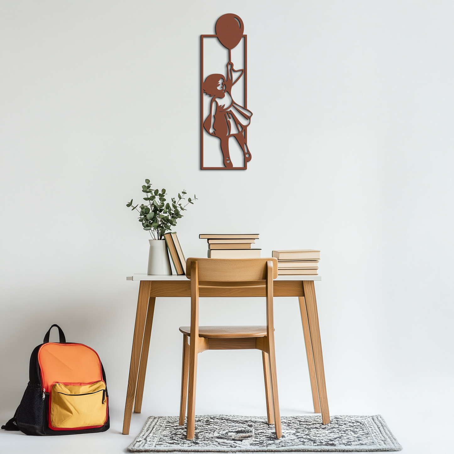 Balloon Girl Silhouette Metal Wall Art – Whimsical Modern Home Decor- KAF563 - Tampa Home & Garden Store