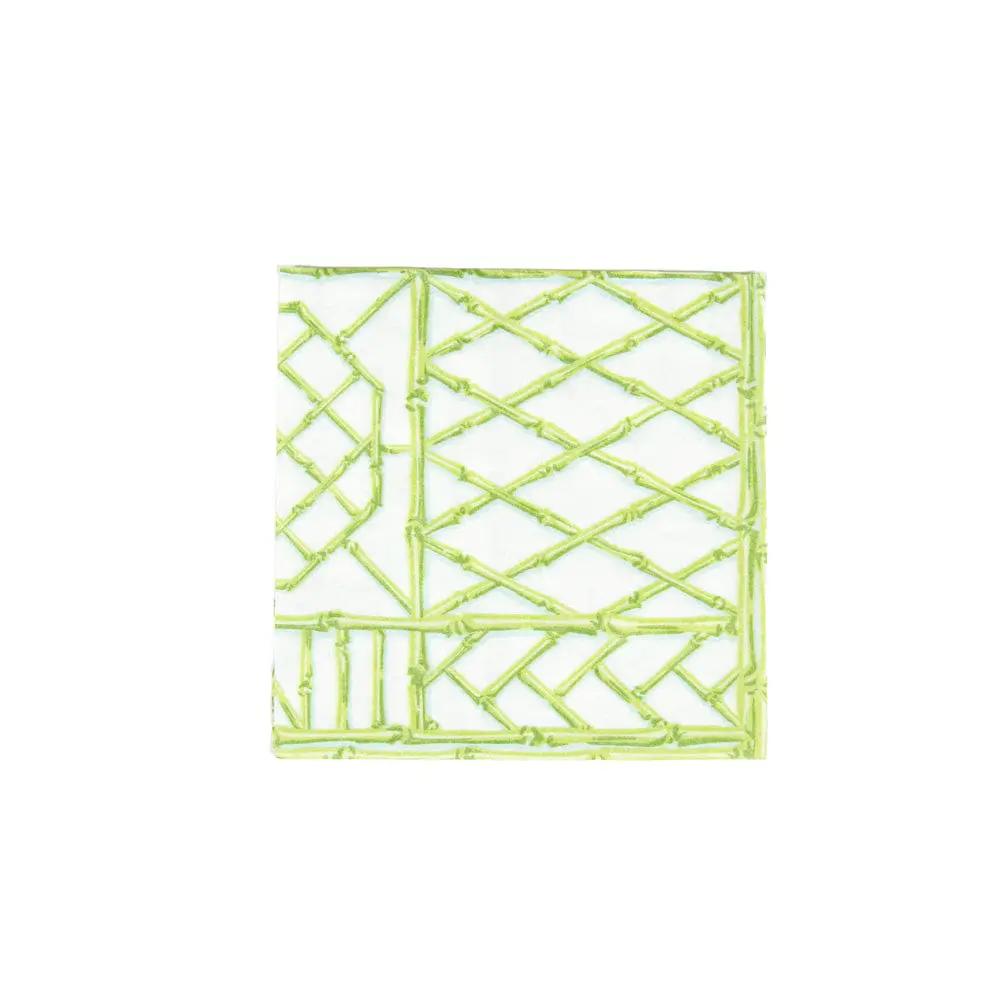 Bamboo Screen Moss Green Cocktail Napkins with bamboo lattice pattern on Tampa Home & Garden Store