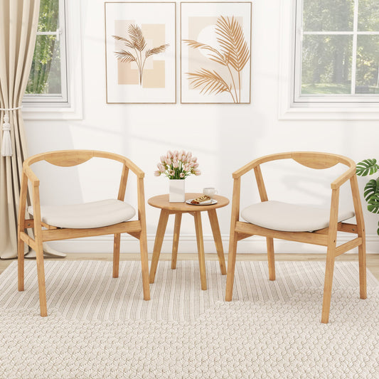 Bamboo Accent Chair with Armrest and Curved Backrest-Natural - Tampa Home & Garden Store