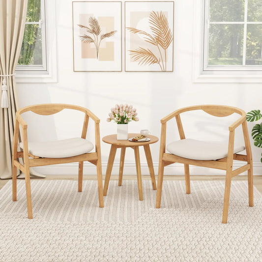 Bamboo Accent Chair with Armrests and Curved Back, natural finish, set of 2 on Tampa Home & Garden Store