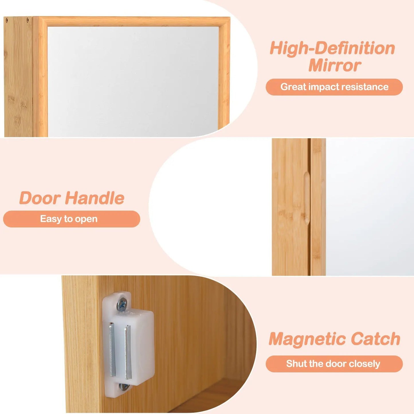 Natural Bamboo Medicine Cabinet with Mirror Door by DirectDeals, removable shelves on Tampa Home & Garden Store
