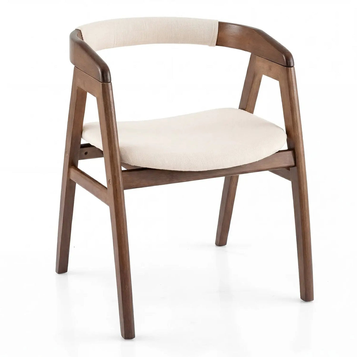 Leisure Bamboo Dining Chair with Curved Back, natural wood frame and beige upholstery on Tampa Home & Garden Store