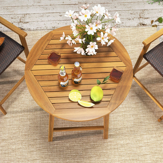 Bar Height Table with Umbrella Hole and Slatted Tabletop for Outdoors - Tampa Home & Garden Store