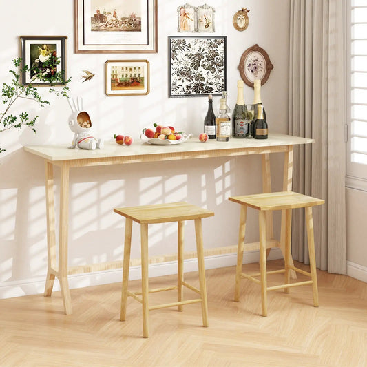 25.5 Inch Bar Stools Set of 2 with footrests in natural wood finish on Tampa Home & Garden Store