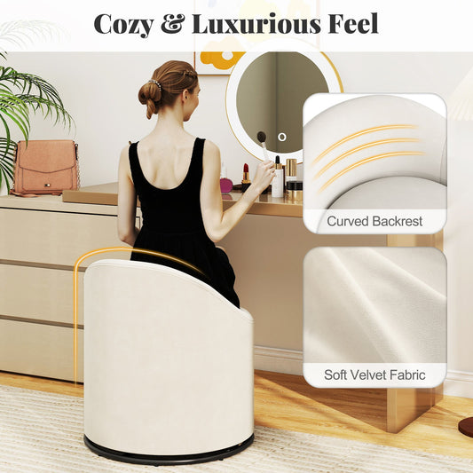 Barrel Chair with Storage 360° Swivel Upholstered Vanity Chair
