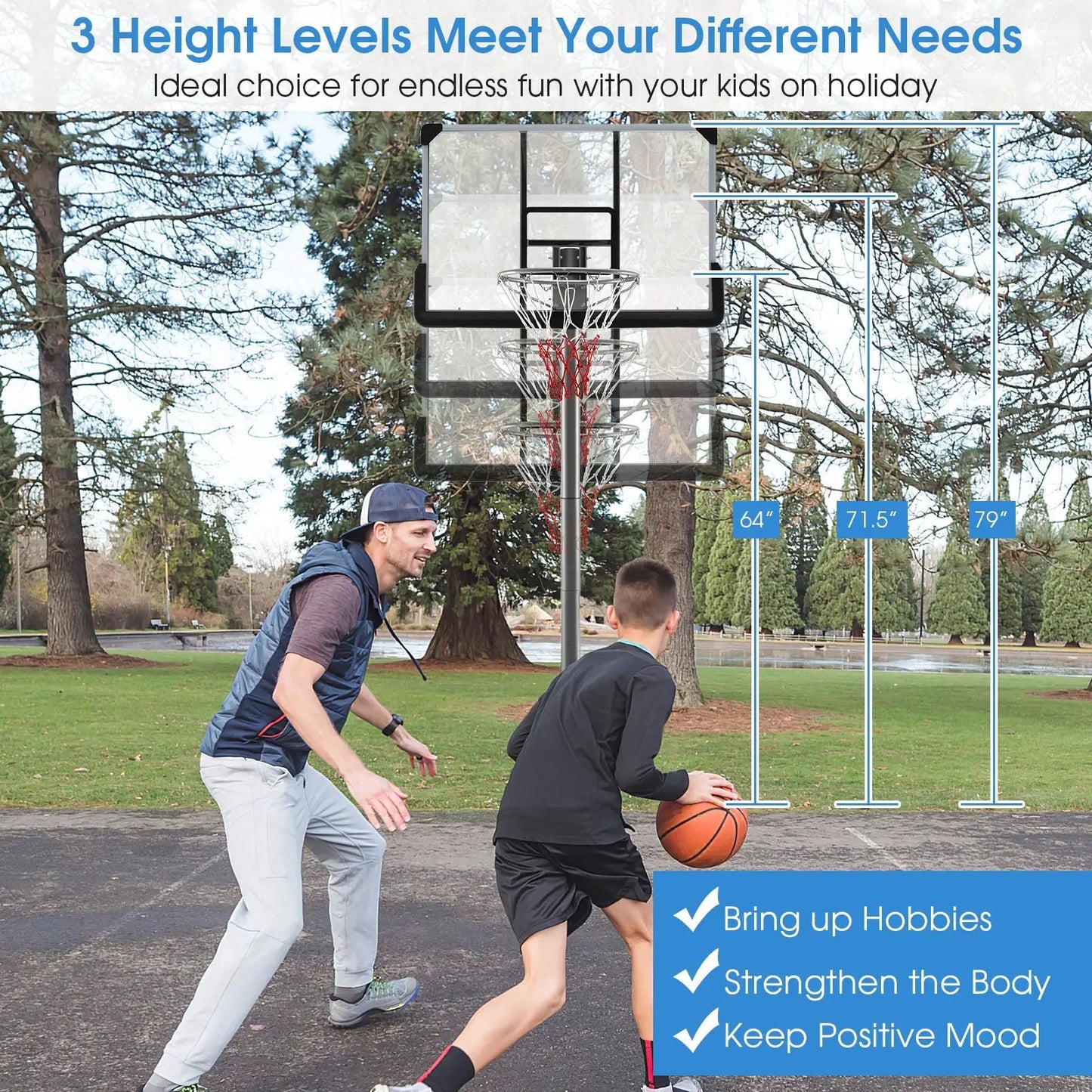 DirectDeals basketball hoop with 50in backboard, adjustable height, black steel frame on Tampa Home & Garden Store