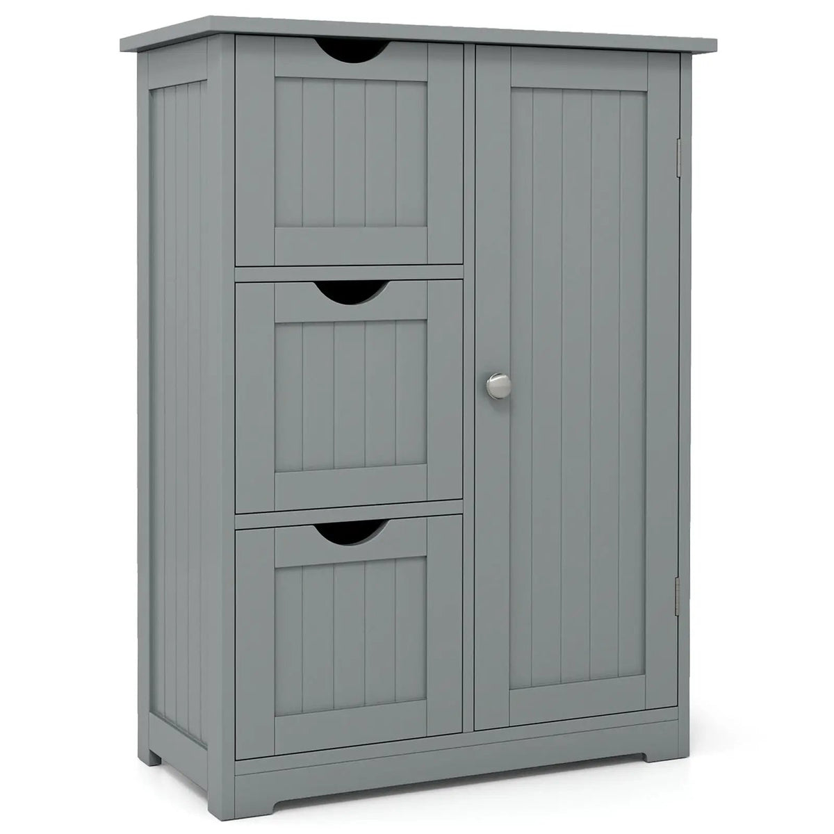 Bathroom Floor Cabinet with 3 Drawers, gray beadboard finish, vertical panels, DirectDeals on Tampa Home & Garden Store