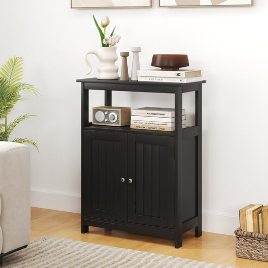 Mueble de Baño de Piso con Compartimento Abierto - Negro
