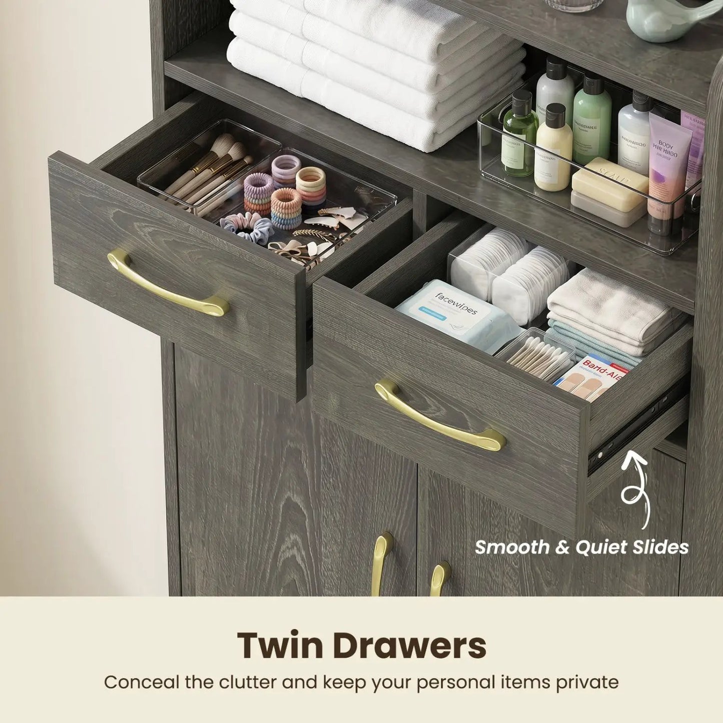 Bathroom Storage Cabinet With 2 Drawers and Doors
