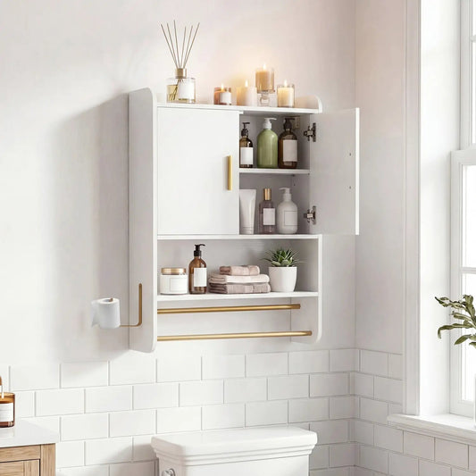 Wall Mounted Bathroom Cabinet with Towel Bars