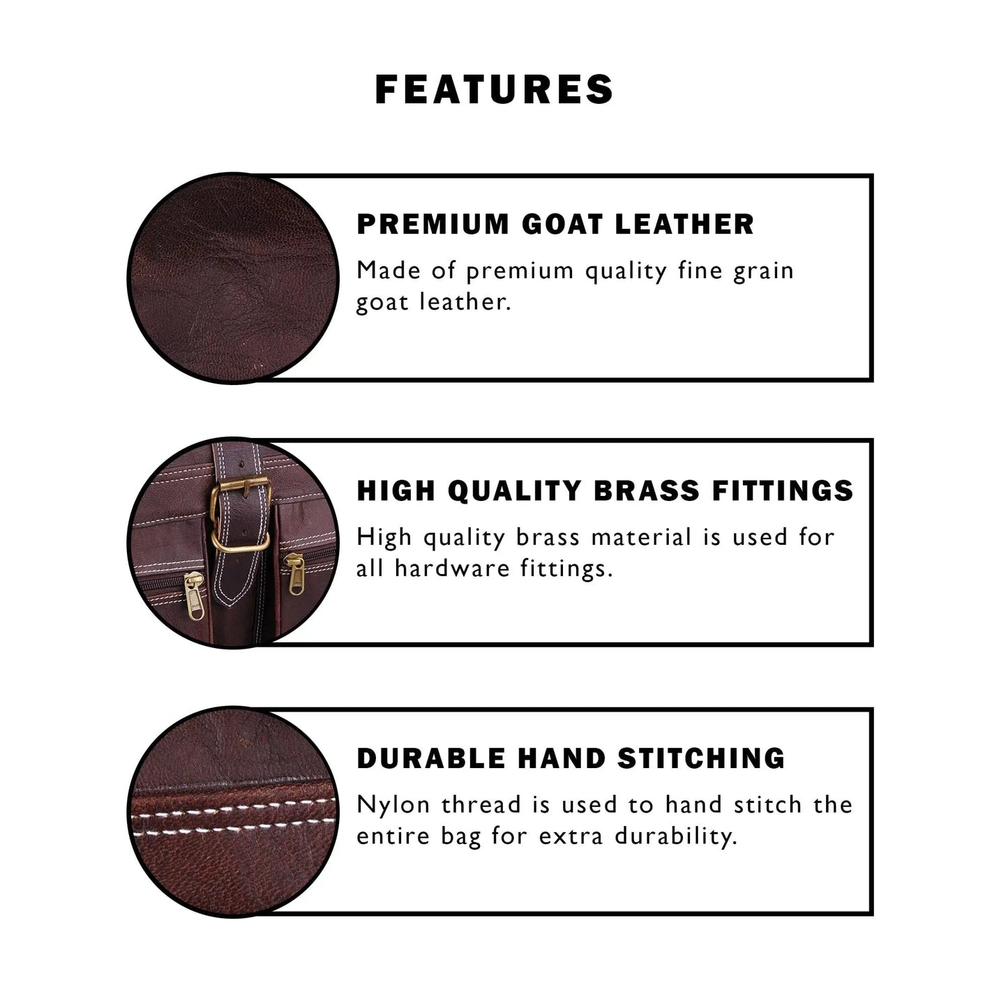 Baxter Vintage Leather Travel Duffel Bag dark brown premium goat leather brass fittings on Tampa Home & Garden Store