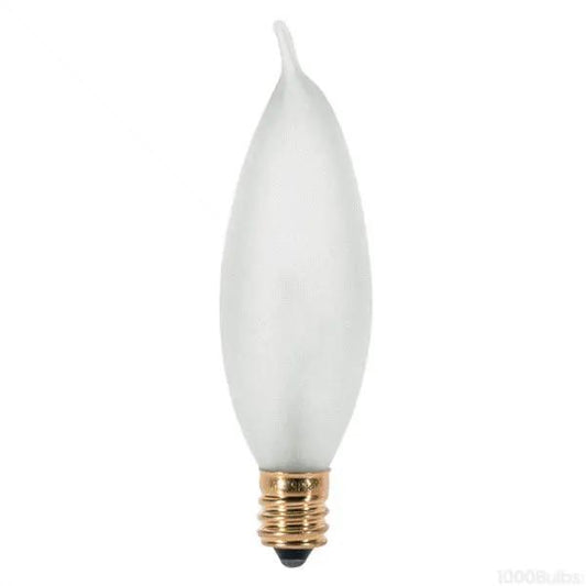 Bayfield Frosted Flame 25W incandescent bulb with candle-flame shape and frosted glass on Tampa Home & Garden Store