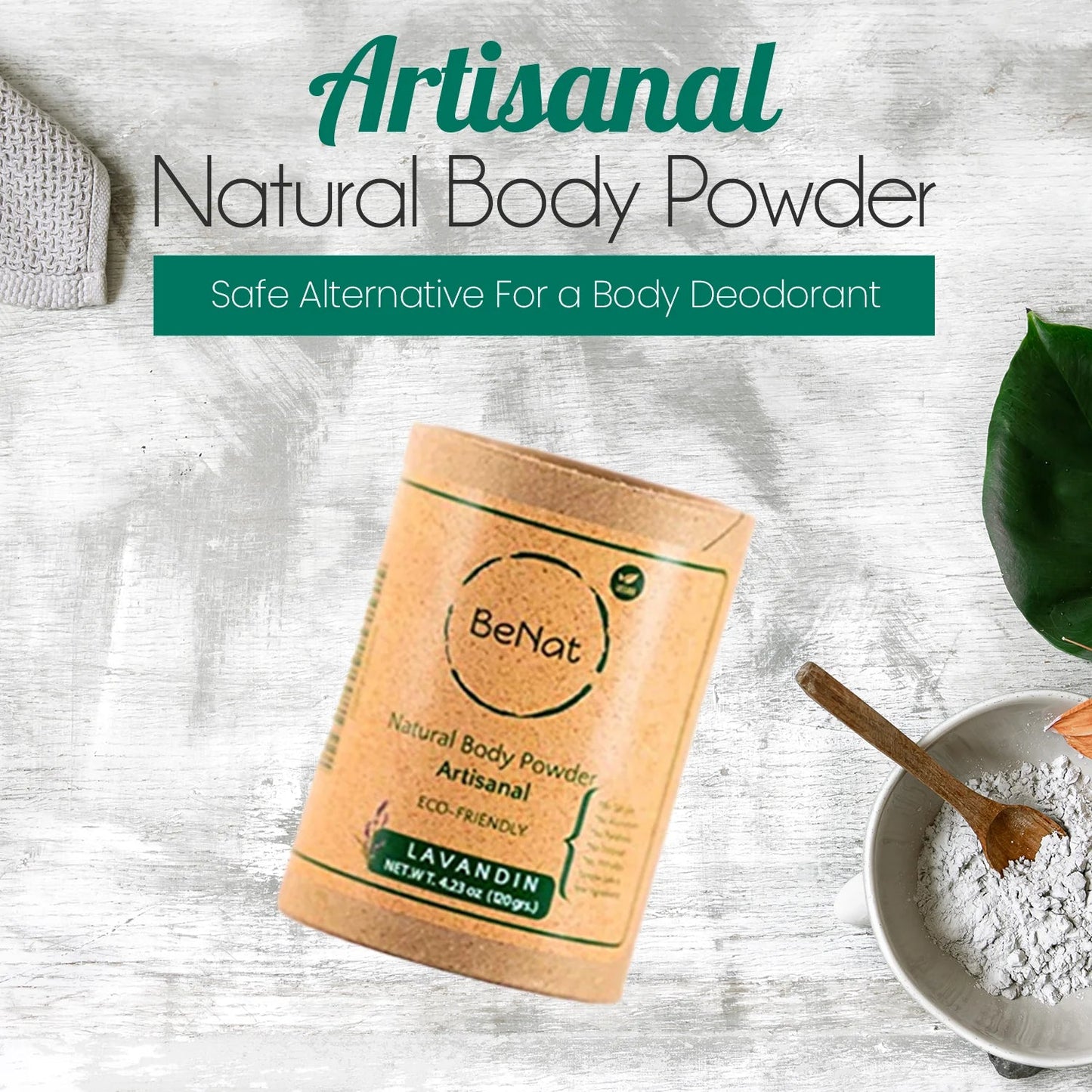 BeNat All-Natural Unscented Deodorant Body Powder — Low Waste, Gentle, & Effective - Tampa Home & Garden Store
