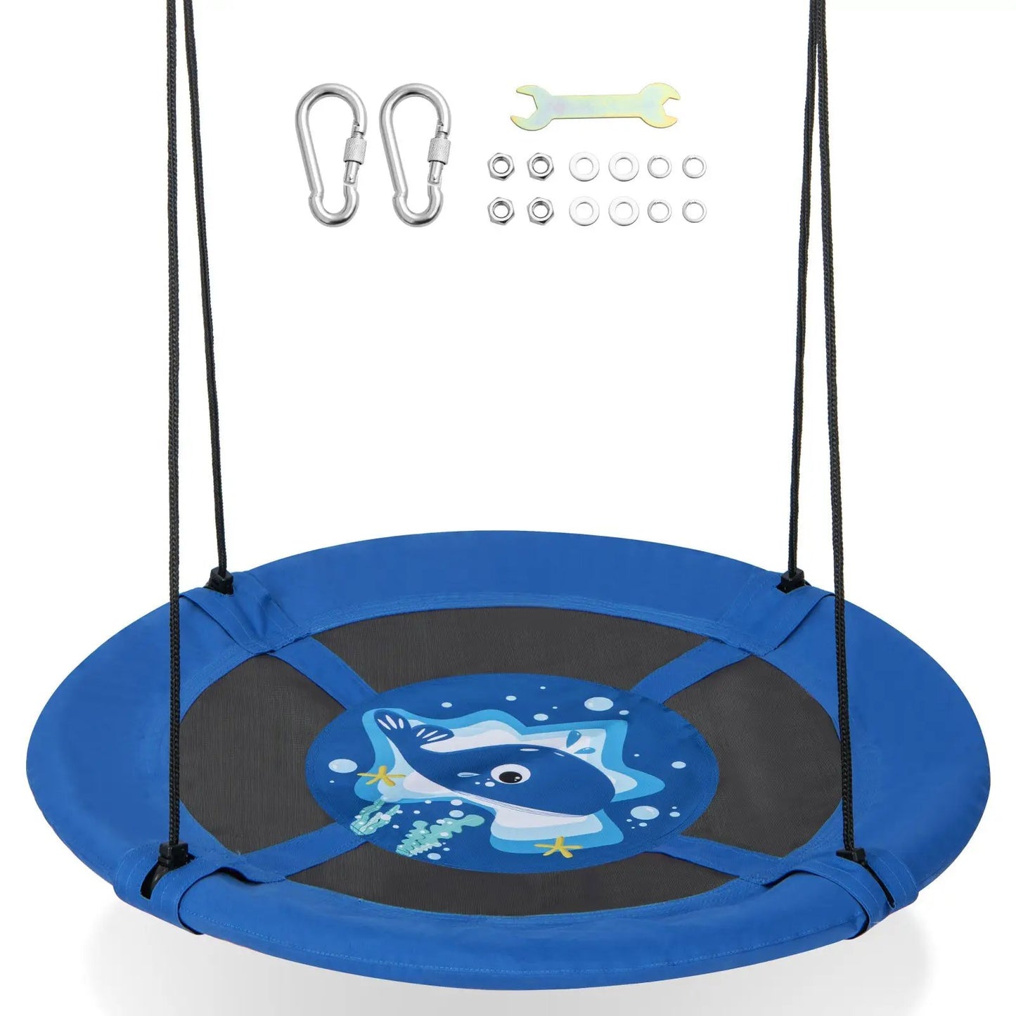40 Inch Saucer Tree Swing blue with adjustable ropes hardware kit on Tampa Home & Garden Store