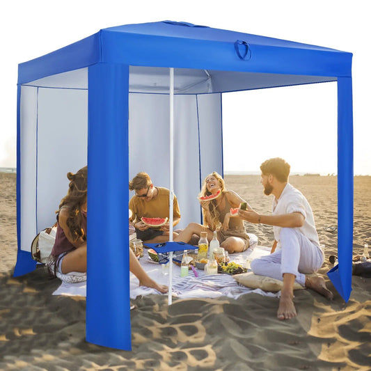 Beach Canopy Tent with Detachable Sidewall and Folding Table-Blue - Tampa Home & Garden Store
