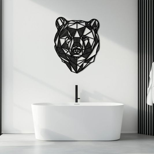 Bear metal wall art silhouette in black geometric panels by Enova Art on Tampa Home & Garden Store