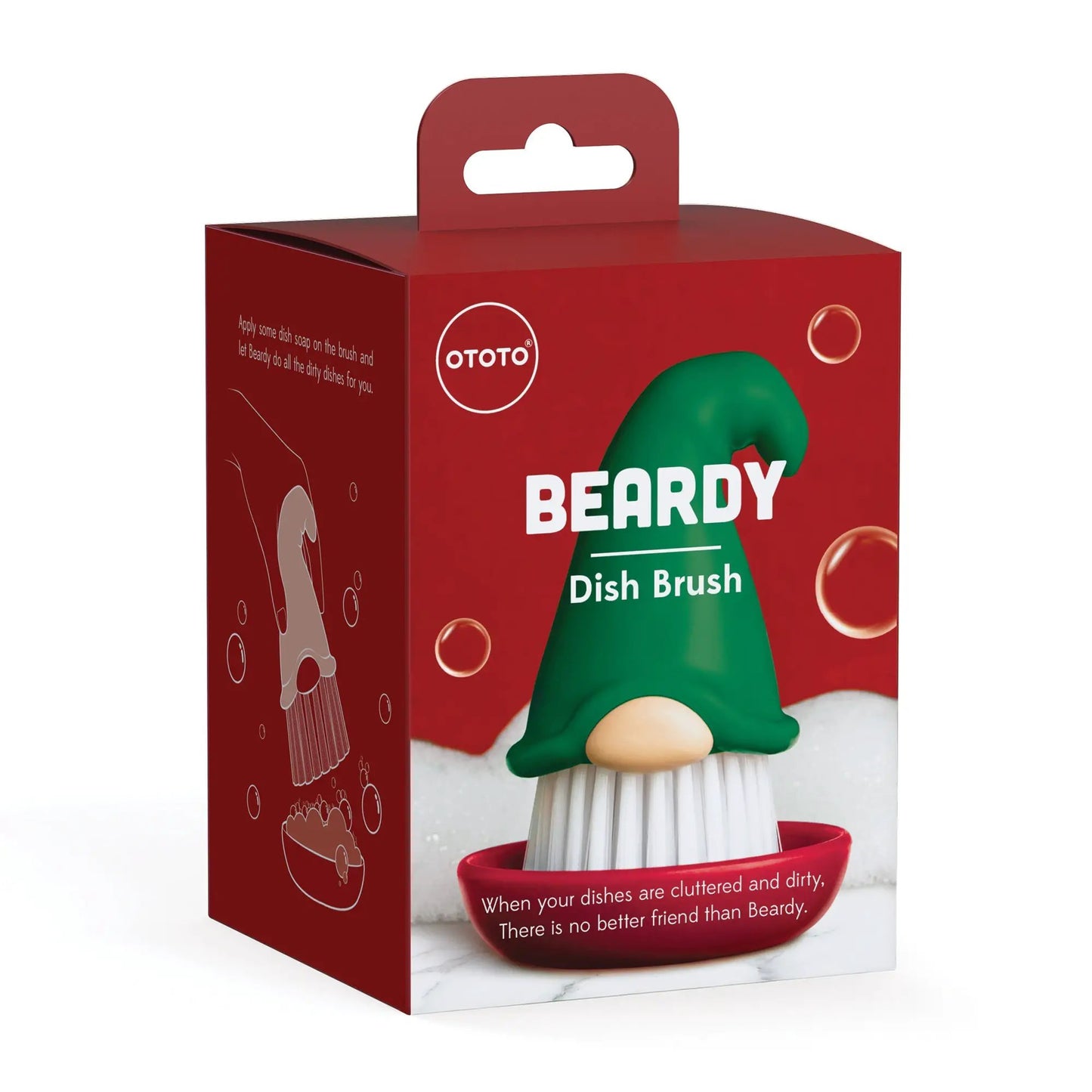 Beardy Dish Brush by OTOTO DESIGN in red packaging with green bearded figure and OTOTO logo on Tampa Home & Garden Store