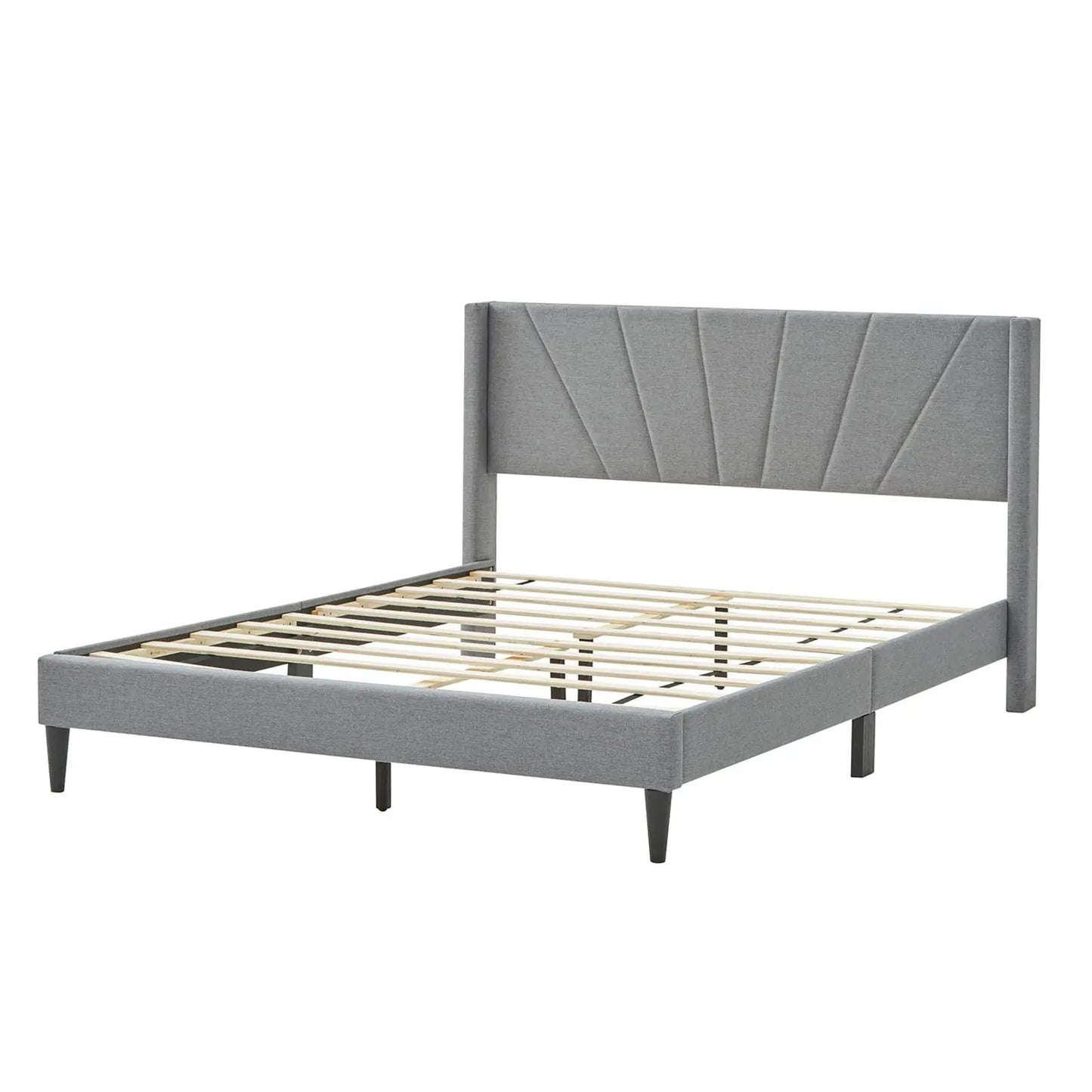 Twin/Queen Bed Frame with Linen Upholstered Wingback Headboard-Twin Size - Tampa Home & Garden Store