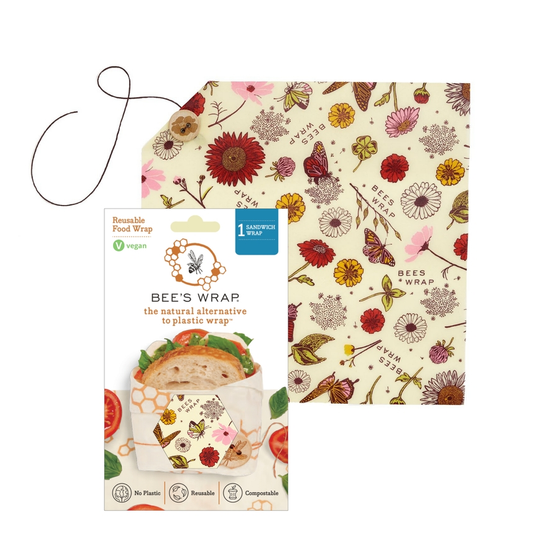Bee's Wrap Food Wrap - Meadow Magic Print - Vegan Sandwich Wrap - Tampa Home & Garden Store