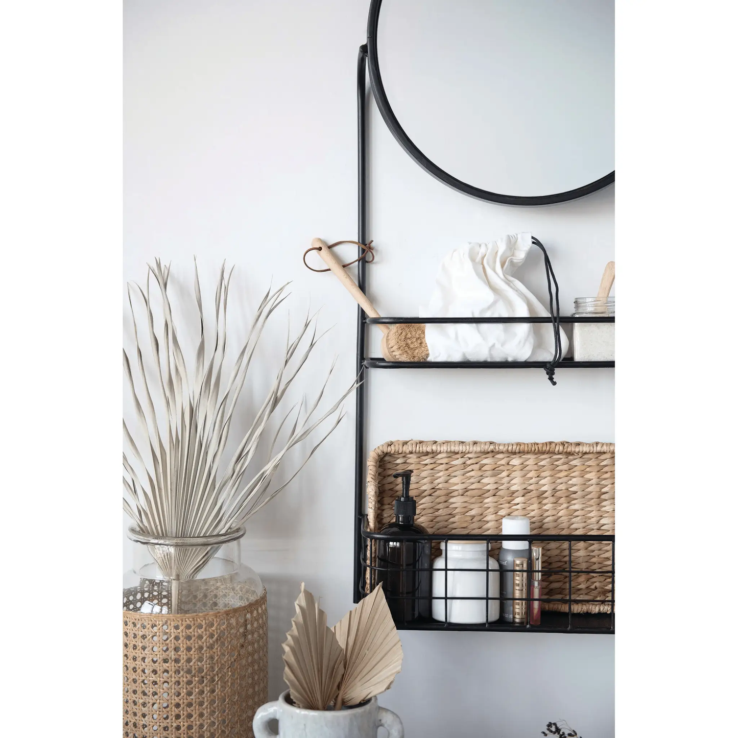 Beech wood dish brush with leather tie by White Cliff Studio on Tampa Home & Garden Store