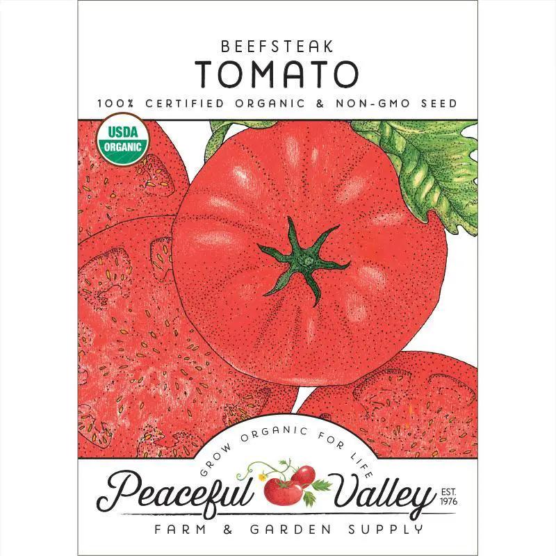 Beefsteak Tomato Seeds Organic for Hearty Harvest seed packet with red tomatoes Grow Organic on Tampa Home & Garden Store