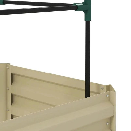 Galvanized open-bottom raised garden bed with tomato cage trellis beige on Tampa Home & Garden Store