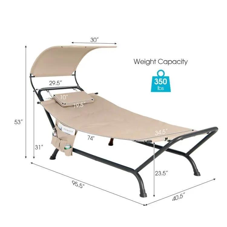 Beige HomePacific chaise lounge hammock with canopy sunlounger for patio on Tampa Home & Garden Store